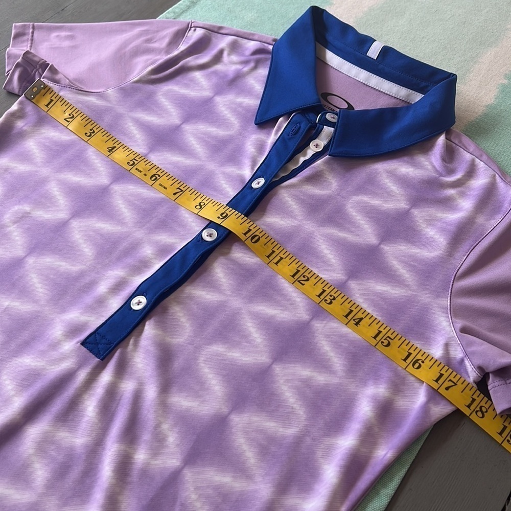 Oakley Orchid Purple Print Golf Polo Short Sleeve Performance Top S - Picture 9 of 10